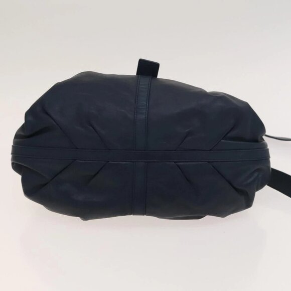 BVLGARI Hand Bag Leather 2way Blue Gold Auth BA1864 - Picture 7 of 16